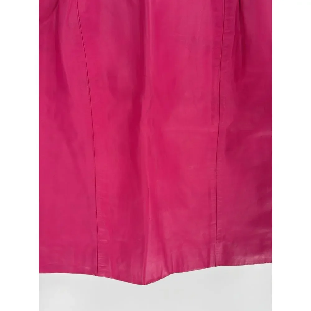 Chia Vintage Hot Pink Leather Skirt Womens 4 Short Zip Up Lined 80s 90s Retro